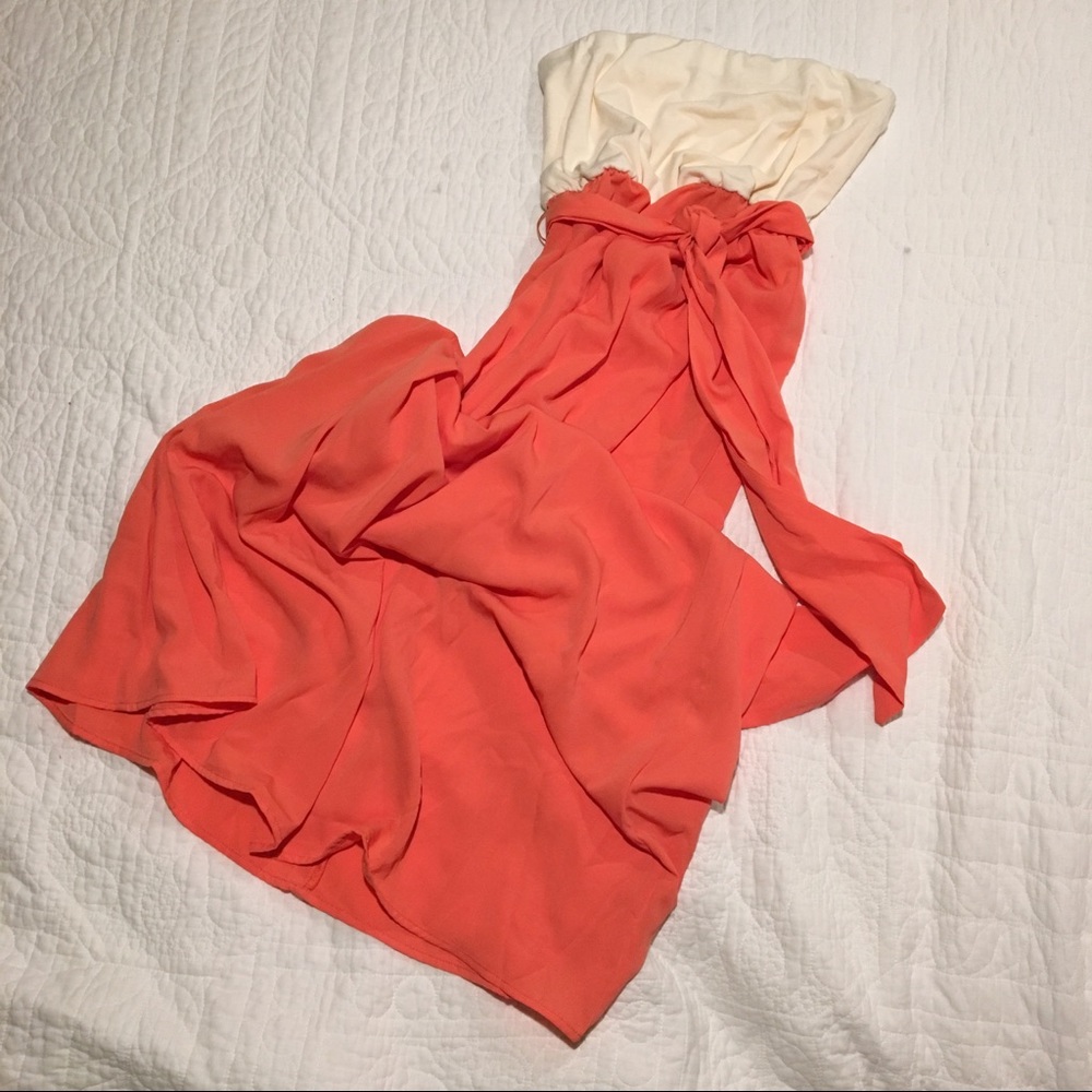 Cream and coral maxi dress
